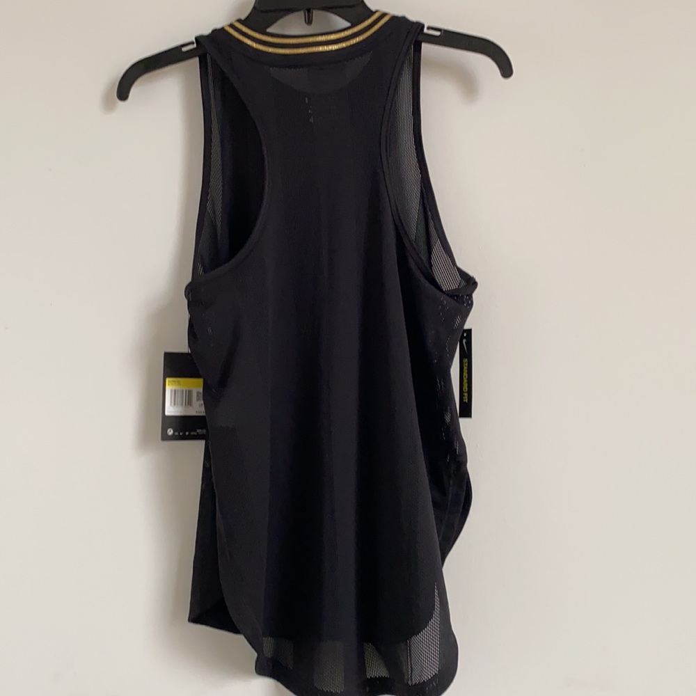 NWT Nike Glam Running w/ Gold Metallic Detail Mesh Tank Small - Picture 3 of 7